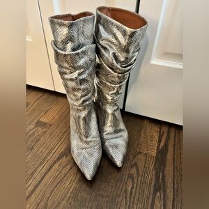 Paris Texas Metallic Snakeskin Heeled Boots - Size 40